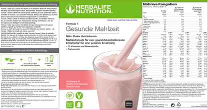 Formula 1 ohne Soja, Laktose und Gluten, mit Himbeere & weisse schokolade 500 g Herbalife Stratulat