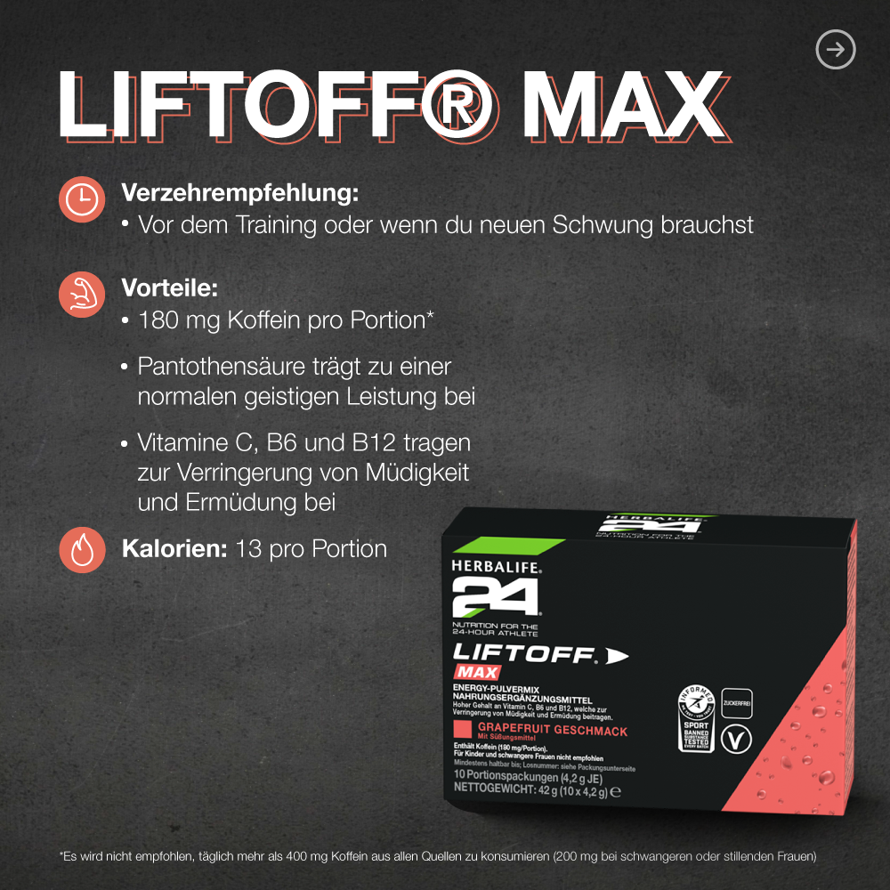 H24 LiftOff Max Grapefruit Geschmack 10 Portionspackungen Herbalife