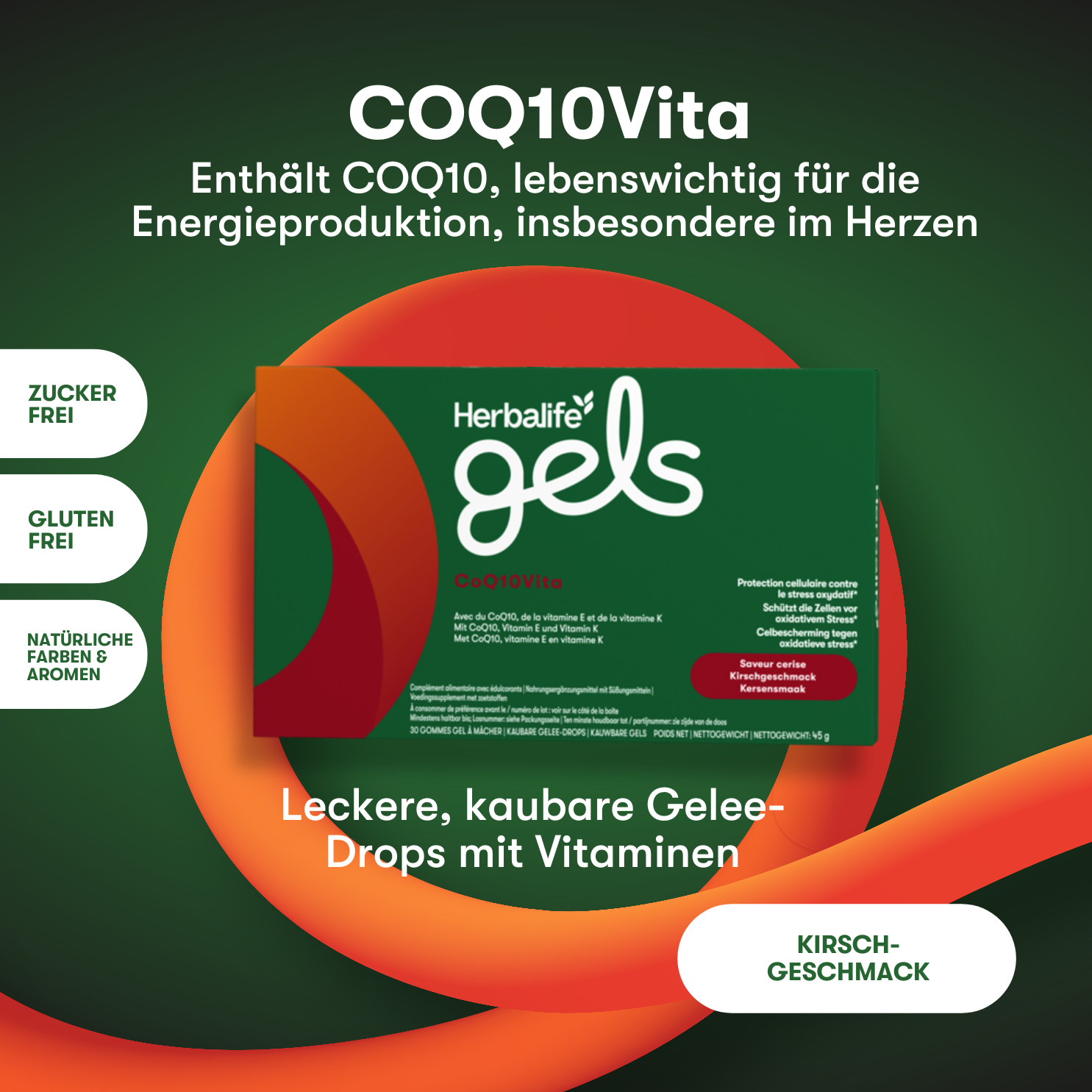 Herbalife Gels CoQ10Vita Kirsche 30 kaubare Gelee-Drops Herbalife