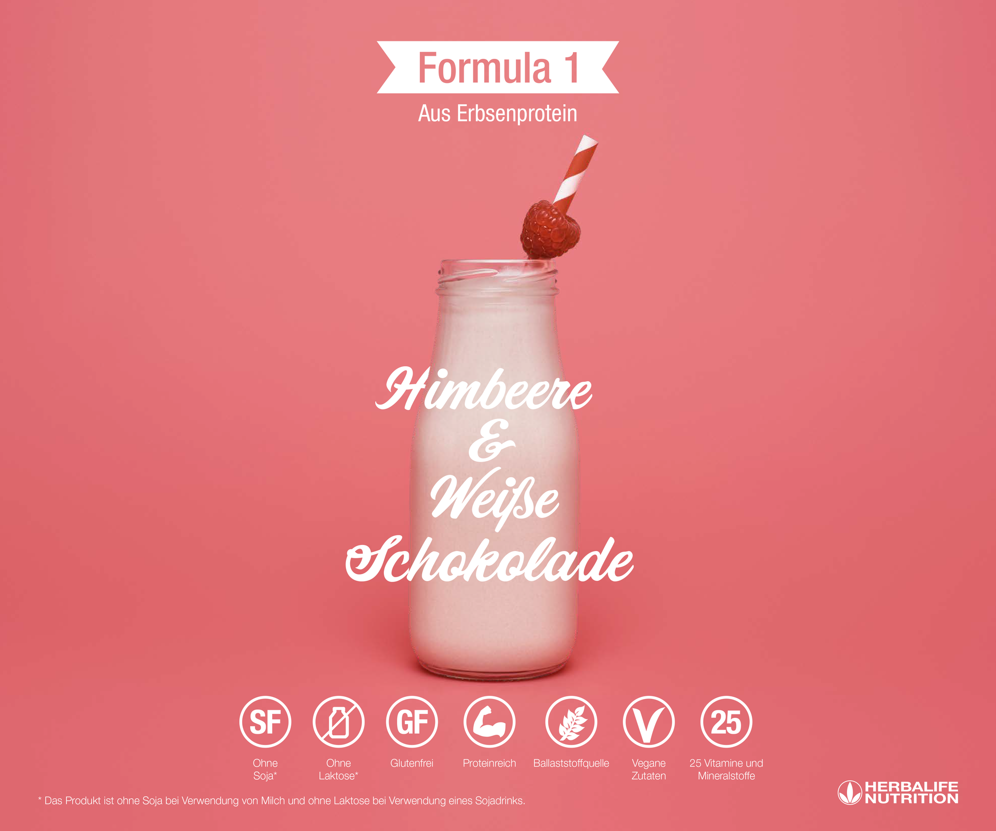 Formula 1 ohne Soja, Laktose und Gluten, mit Himbeere & weisse schokolade 500 g Herbalife Stratulat